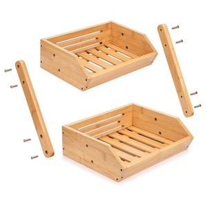 Estante de Bambú de 2 Niveles para Aperitivos, Certificado por BSCI, para Organizar Pan, Verduras y Frutas en Armarios de Cocina para Uso Doméstico - Product Image 3