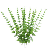 Feuillage artificiel réaliste en feuilles d'eucalyptus en plastique pour décoration de mariage, décoration intérieure et arrangements floraux transfrontaliers