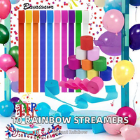 10 Rouleaux de Guirlandes en Papier Crépon Arc-en-ciel, 10 Couleurs, Forme Rectangulaire, Décorations pour Anniversaires, Mariages, Fêtes