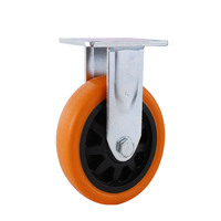 6 Roda Industri Universal 8-inci Heavy-duty dengan Rem Sabuk Miqi, Polyurethane, Logam, Datar, untuk Penyimpanan dan Penanganan, Dilengkapi Ball Bearing, Senyap