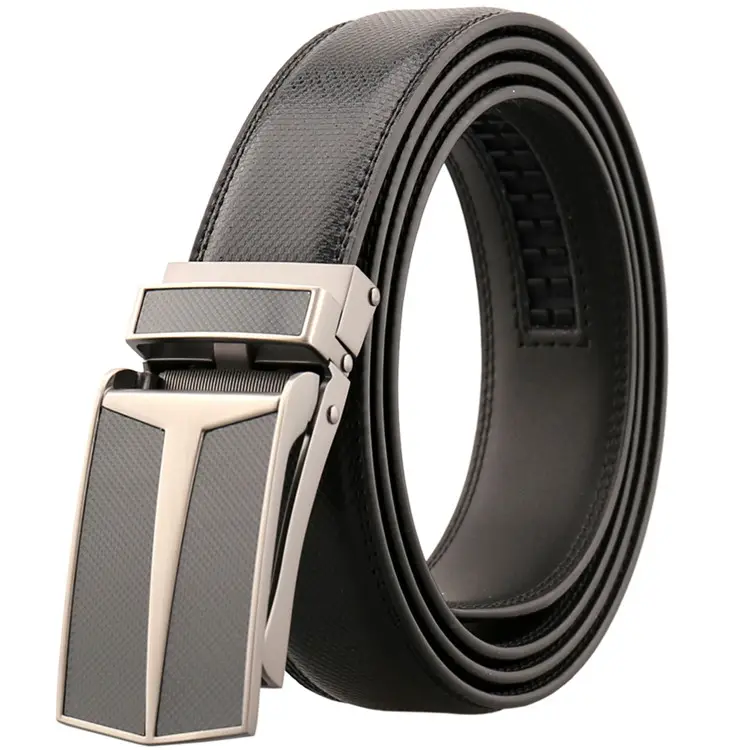 Premium Quality Dress Waist Ratchet Adjustable Belts Automatic Buckle Business Casual Men's Custom Genuine Leather belt