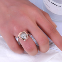 Bague élégante tête de crâne, plaquée or bicolore raffinée, pour femme, design de niche haut de gamme, bijoux de mode