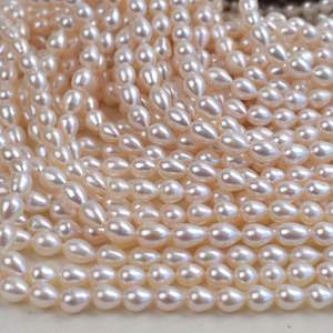 Perles de riz en forme de goutte d'eau non cœlériées en perles d'eau douce naturelles blanches de 6 mm, perles en vrac pour la fabrication de bijoux faits main, matériel/fil de 39 cm - Product Image 4