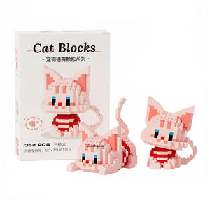 Kit de construction <span class=keywords><strong>miniature</strong></span> en gros, modèles d'animaux personnalisés (chat, <span class=keywords><strong>chien</strong></span>), blocs de construction en plastique, micro-briques, ensemble de puzzle éducatif, cadeau DIY pour enfant - Product Image 1