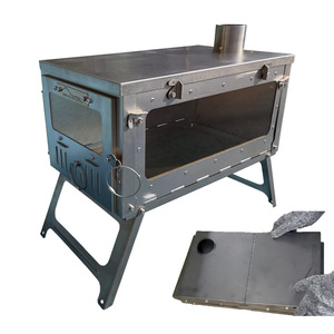Stufa da tenda <span class=keywords><strong>TSG</strong></span> PLUS in titanio, stufa a legna pieghevole portatile leggera con 2 camini in vetro, stufa da tenda per campeggio e backpacking - Product Image 1