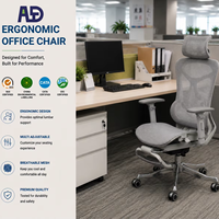 Chaise de bureau ergonomique de luxe en maille avec appui-tête réglable, accoudoirs et support dorsal haut pour usage professionnel