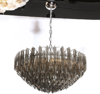 Lustre moderne en verre coupé Murano gris fumé à six niveaux pour salon chambre à coucher