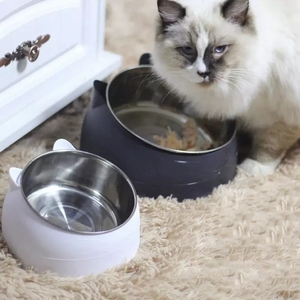 Cuencos antideslizantes para gatos, cuencos de acero inoxidable para mascotas, protección para <span class=keywords><strong>el</strong></span> cuello, tazón de agua y comida - Product Image 2