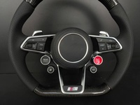 Volante Deportivo S-Line de Fibra de Carbono y Cuero con Botones y Levas de Cambio para Audi A3/A4/A5/A6/A7/S3/S4/S5/RS3/RS4/RS5/Q3/Q5/Q7