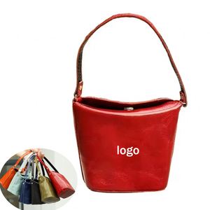Genuine Leather Women's Satchel First Layer Cowhide <b>Classy</b> Sense Niche Style Red Factory Advertising Promotion Printing Logo - Product Image 1