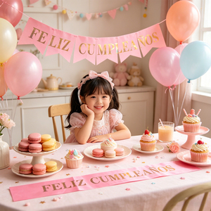 Fascia di Buon Compleanno in Plastica Rosa con Lettere Dorate, Riutilizzabile, Elegante Decorazione per Feste, Uso Interno, Confezione da 12 Pezzi - Product Image 6