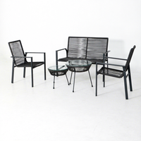 Joye Leisure Ensemble de canapés en métal pour patio de villa moderne, mobilier de jardin extérieur, canapés en corde pour cour d'hôtel, tables basses doubles et chaises