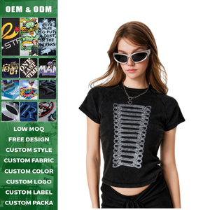 Camiseta Corta Ajustada Estilo Retro de 275g para Mujer, Top de Manga Corta Y2K Streetwear - Product Image 1