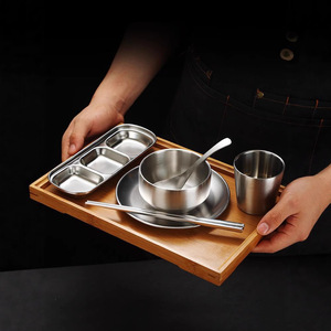 Korean Style Stainless Steel Tableware Set Gold Finish Durable Daily Use Child Dinnerware - Product Image 2