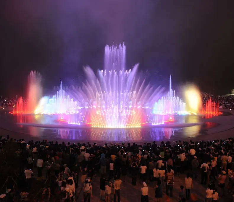 Açık sihirli RGB Led hafif paslanmaz çelik müzikli fıskiye Plaza su çeşmesi lazer gösterisi dans çeşme
