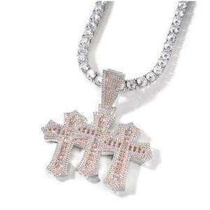Gioielli più popolari 5A CZ con ciondoli a tripla croce in ottone ciondoli da Tennis collana a catena da donna regali cristiani religiosi - Product Image 2