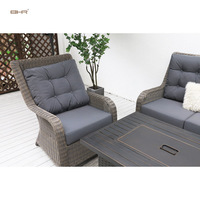 Ensemble de canapés en rotin tressé pour jardin/terrasse BHR avec table de foyer au design moderne pour 4-5 personnes