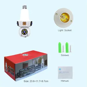 V380 E27 Mini Kabellose PTZ-Kamera 3MP*2Objektiv=6MP Auflösung 3,6mm Dreifach-Bildschirmanzeige Objektiv-Glühbirne WLAN Speicherkarten-Kompatibel - Product Image 2
