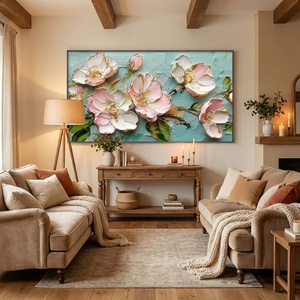 Pintura al Óleo Pintada a Mano de Peonía Acuática sobre Lienzo Texturizado, Obra de Arte Grande para Decoración de Pared en Sala de Estar, Dormitorio u Hotel - Product Image 3