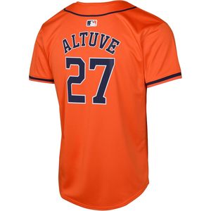 Camiseta de jugador alternativo naranja de los Astros de Houston Jose Altuve para niños y jóvenes de 8 a 20 años con cuello de béisbol que absorbe la humedad - Product Image 3