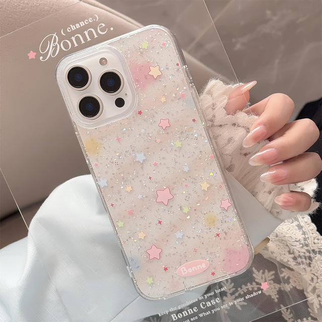 Korean Style INS Pink Gradient Star Mobile Phone Case Compatible with for Apple for iPhone 16 Pro Max 15 14 11 XR Phone Grip Inc
