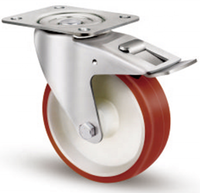 Roulettes robustes de type européen 80/100/125/160/200 mm (3, 4, 5, 6, 8 pouces) avec bande de roulement en PU et noyau en nylon, pivotantes et fixes