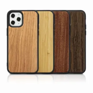 Anti drop Custom Blank Bamboo Walnut Cherry Wooden Phone Case Wood Back Cover For Iphone Series