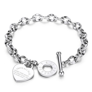 Pulseras de Cadena y Eslabones con Dijes de Corazón, Amor y Biblia, en Oro, Plata y Acero Inoxidable para Mujer - Product Image 3