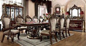 Ensemble de salle à manger en teck noir de luxe, ensemble de meubles de salle à manger classiques en bois, ensemble de table et de chaises en teck massif, USA - Product Image 6