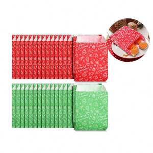 Bolsas de Papel Encerado para Navidad, Bolsas de Regalo de Papel, Bolsas Enceradas Resistentes a la Grasa con Fondo Puntiagudo para Galletas, Dulces y Bocadillos de Panadería - Product Image 1