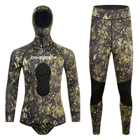 DIVESTAR OEM&ODM Setelan Spearfishing Bawah Air Berbahan Neoprena 1.5mm Tahan Air dengan Jahitan Flatlock, Lapisan Nilon, dan Logo Kamuflase di Bagian Depan