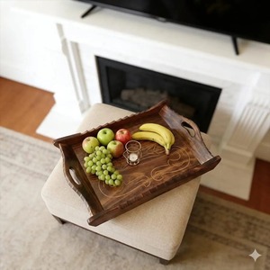 Premium Quality Wooden Serving Tray For Home Kitchen Dining <b>Table</b> Breakfast Serving Tea <b>Coffee</b> For Hotels Available For Sale - Product Image 1