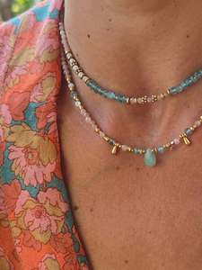 <span class=keywords><strong>Collana</strong></span> Bohémien di Alta Qualità Antiossidante con Perle di Pietra Naturale Amazonite per Donne, Girocollo con Distanziatori - Product Image 4