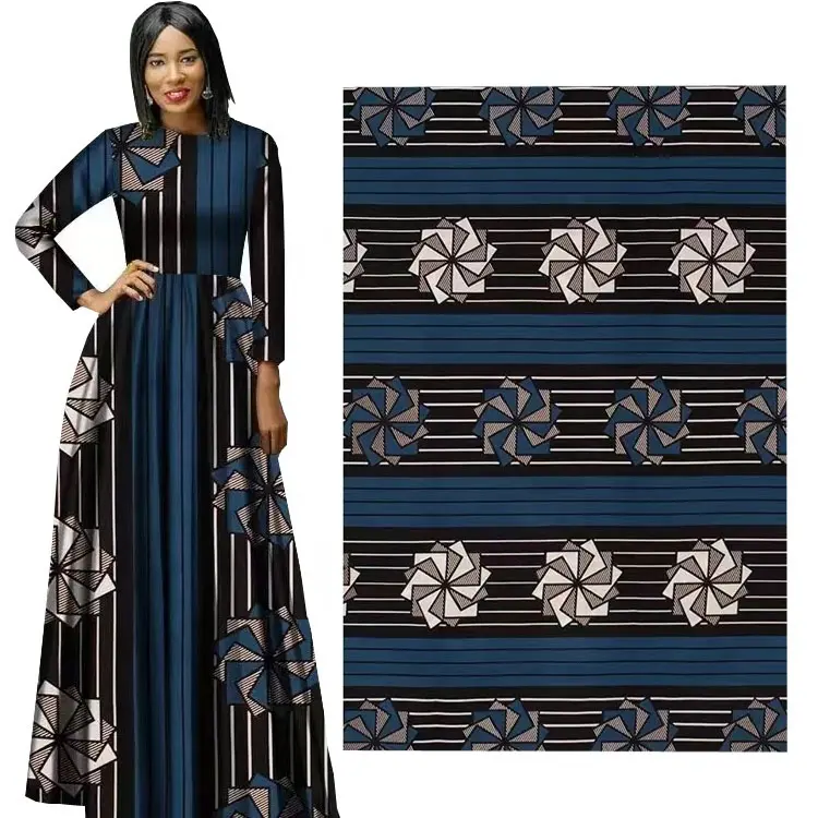 Ankara Africa Bedrukte Hollandais 100% Katoenen Blauwe En Gele Wasstof Voor Nationale Dressing