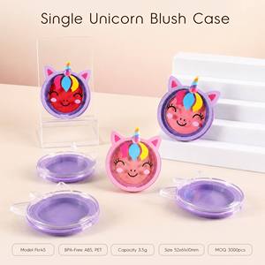 ISMAN 3.5g Pot vide pour blush, motif <span class=keywords><strong>licorne</strong></span> mignon, étui cosmétique individuel avec couvercle transparent, en silicone, rechargeable, pour <span class=keywords><strong>baume</strong></span> à lèvres, emballage ABS - Product Image 1
