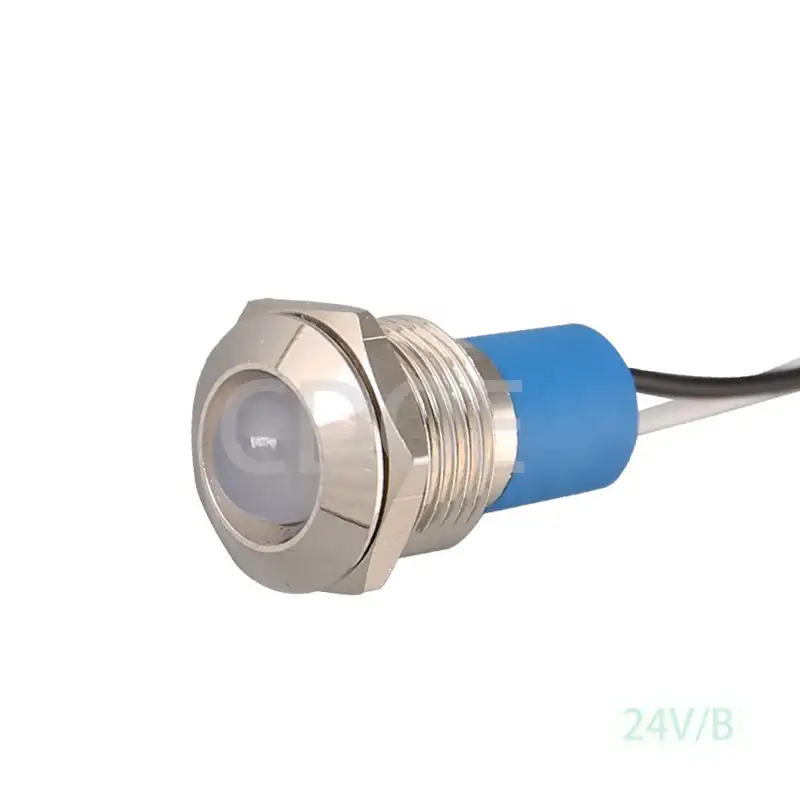 Металлический IP67 светодиодная сигнальная лампочка водонепроницаемый 12 вольт синий Светодиодные индикаторы 24v
