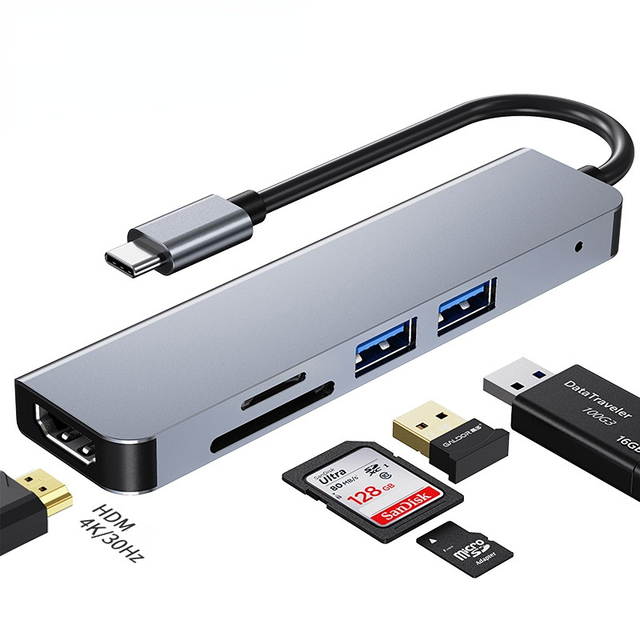 6 in 1 Docking Station High Speed 5 Gbps Laptop Type Usb C Hub With PD TF SD Card Reader Usb3.0 USB HUB
