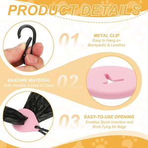 Dispensadores de Bolsas para Desechos de Mascotas Personalizados, Contenedor de Bolsas para Desechos de Perros de Silicona Ecológico, Porta Bolsas de Popó Portátil - Product Image 3