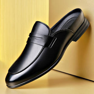 Nouvelles mules décontractées en cuir véritable pour hommes, style britannique, bout fermé, collection été 2026 - Product Image 1