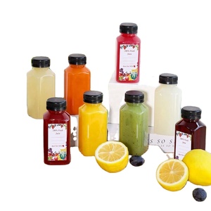 Venta al por Mayor de Botellas de Plástico Cuadradas Transparentes de 120 ml y 250 ml para Jugo de Limón, Bebidas y Smoothies, Envases para Bebidas con Tapa - Product Image 2