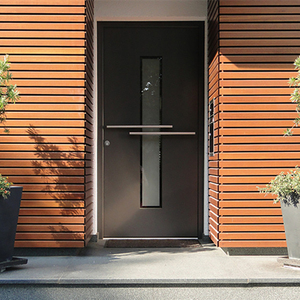 <span class=keywords><strong>Porte</strong></span> d'entrée battante en bois massif de chêne peint de style ancien avec ornement métallique pour la façade de la maison - Product Image 3