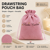 Sac cadeau en velours flanelle avec cordon de serrage, logo personnalisé en feuille d'or, pochette pour faveurs de mariage, vente en gros, emballage pour bougies et savons