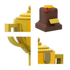 Trofeo Funbuild, bloques de construcción, Trofeo amarillo grande y soporte de plástico, regalo para niños, juguetes educativos de ladrillos - Product Image 6