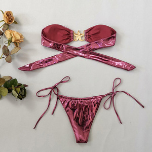 Ensemble de bikini brésilien <span class=keywords><strong>sexy</strong></span> à bretelles métalliques en forme d'étoile, maillot de bain de luxe pour femmes - Product Image 5