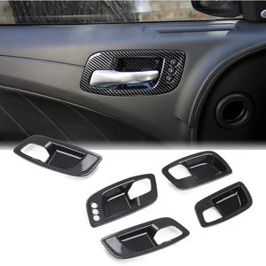 Ensemble de garnitures de poignées de porte Dodge Charger en fibre de carbone ABS 2011-2021 pour l'intérieur - Product Image 1