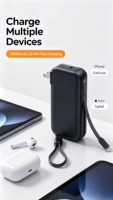 Baterai Li-Polymer 10000mAh dengan Colokan AC Terintegrasi, Power Bank 22.5W PD Pengisian Cepat, Kabel Tipe-C, Charger Perjalanan, ODM/OEM/Grosir