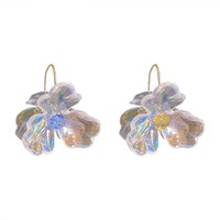 Boucles d'oreilles pendantes transparentes en forme de pétales de fleurs surdimensionnées pour femmes, style coréen, idéales pour les soirées