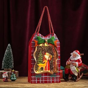 Sac cadeau <span class=keywords><strong>de</strong></span> <span class=keywords><strong>Noël</strong></span>, boîte à musique, cadre à carreaux gingham, effet <span class=keywords><strong>de</strong></span> neige tourbillonnante, sac fourre-tout <span class=keywords><strong>de</strong></span> boutique, sac à main portable, souvenir festif, meilleur cadeau - Product Image 3