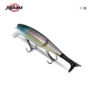 JIGBASS HVM017 19.5cm 45.5g Scale Laser Reflective Replaceable Soft Tail Square Lip Double Jointed Floating Glide Bait Fishing
