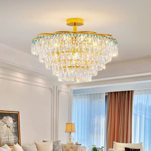 Lámpara de Araña Moderna de Cristal, Redonda, E27 LED, para Sala de Estar o Dormitorio, Estilo Villa de Alta Gama - Product Image 1